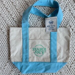 Blue and Cream Canvas Tote Bag
